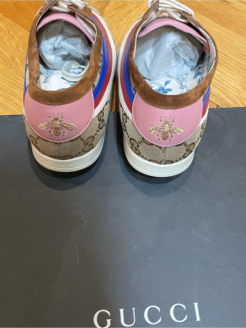 GUCCI Suede GG Supreme Monogram Web Women's Falacer Sneakers - Picture 4 of 10